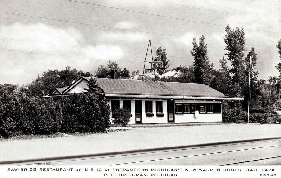 Saw-Bridg Restaurant - Vintage Postcard